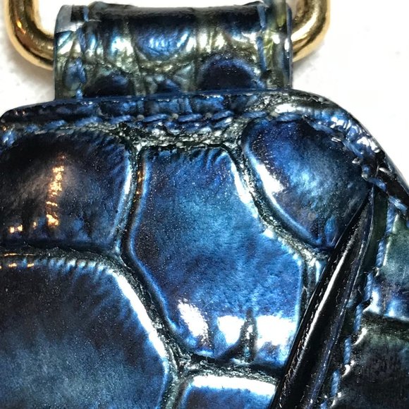 Christian Dior Croc Embossed Keychain / Key Ring - Navy Blue & Iridescent Colors - Picture 4 of 13